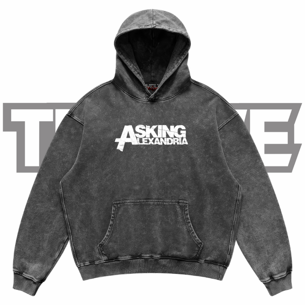ASKING ALEXANDRIA Logo Oversize Washed Hoodie | Jaket Hoodie | Hoodie Asking Alexandria | Hoodie Uni