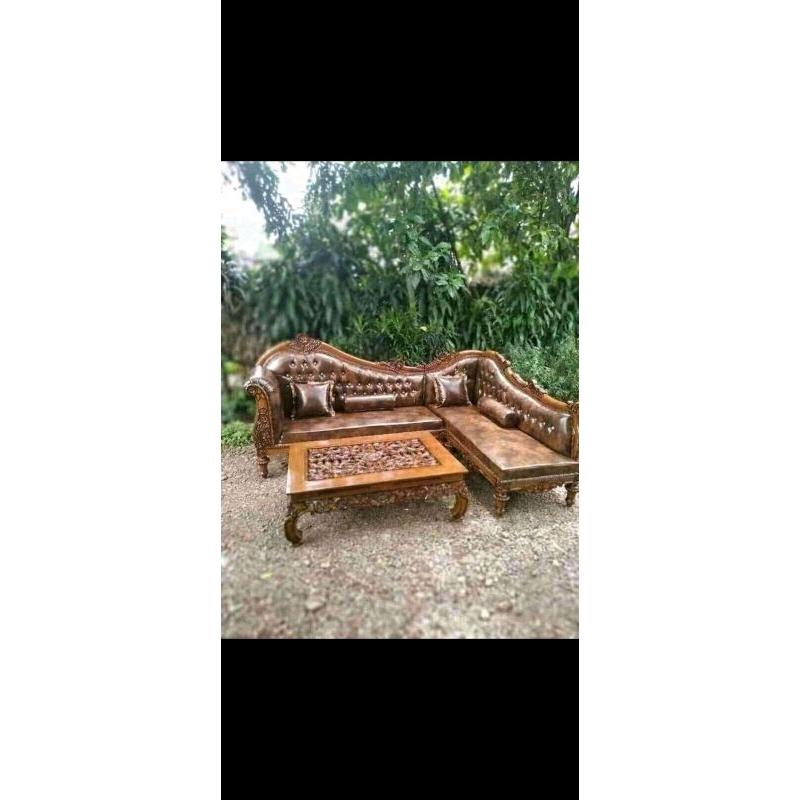 kursi tamu sudut ukir busa jati