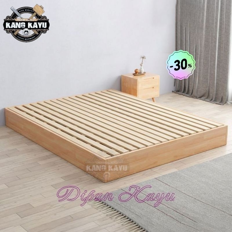 Dipan kasur ranjang kayu minimalis ukuran single bed 90x200cm