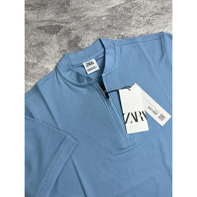 kaos kerah ziper Z4R4” pria/kaos kerah shanghai dewasa /kaos Polo Pria/kaos pria kekinian/baju pria 