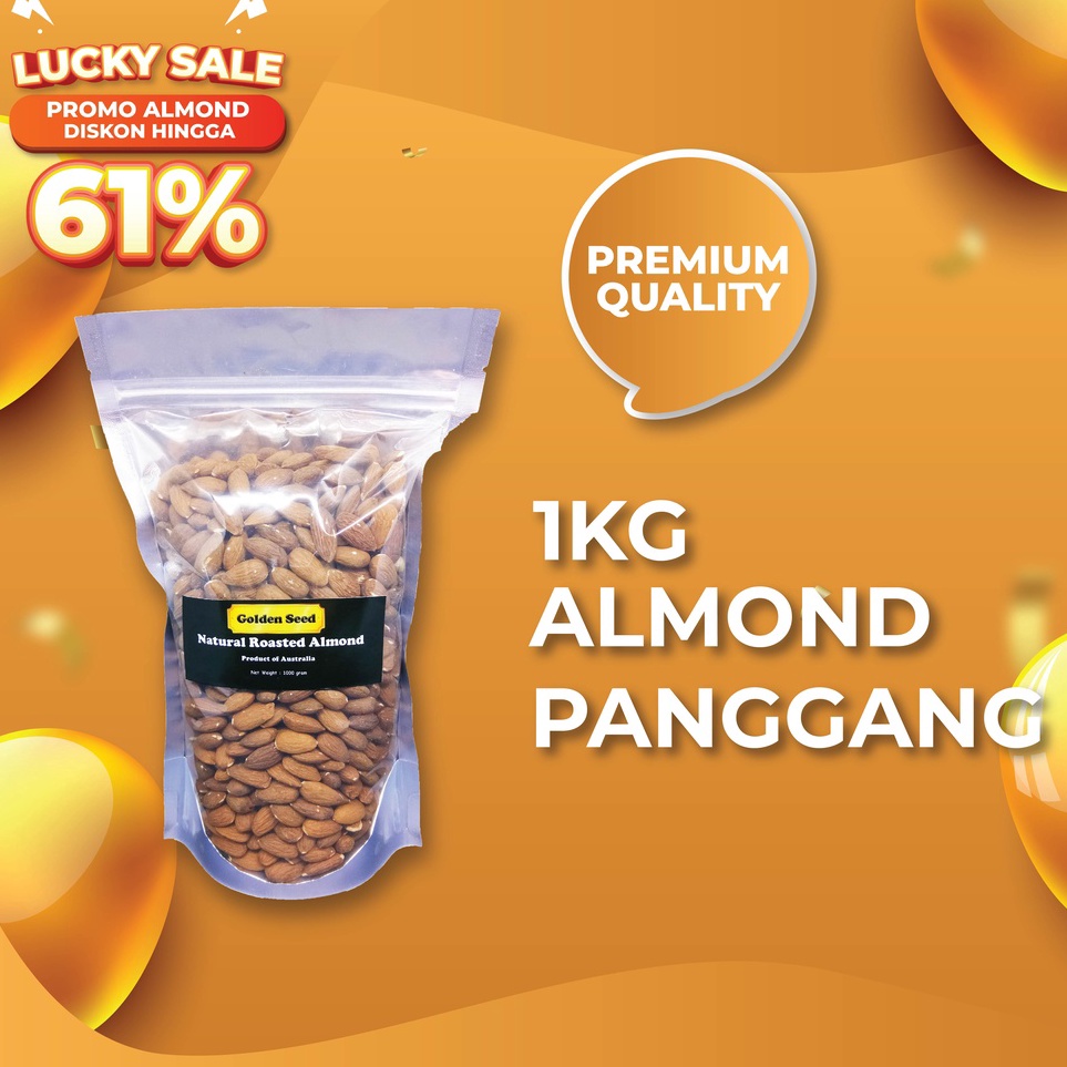 

6f Best Product KACANG ALMOND PANGGANG 1KG PREMIUM ROASTED ALMOND 1 GRAM L35