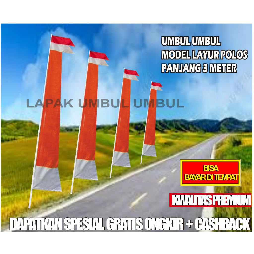 umbul umbul bandir layur polos /bendera /umbul umbul