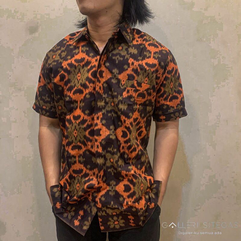 Kemeja Pria Kemeja Endek Bali BUNGA MEKAR Kemeja Motif Kemeja Wisuda Kemeja Bali Kemeja Seragam Kelu