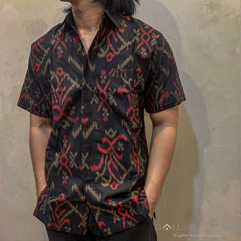 Kemeja Pria Kemeja Endek Bali MOTIF BAMBU Kemeja Motif Kemeja Wisuda Kemeja Bali Kemeja Seragam Kelu