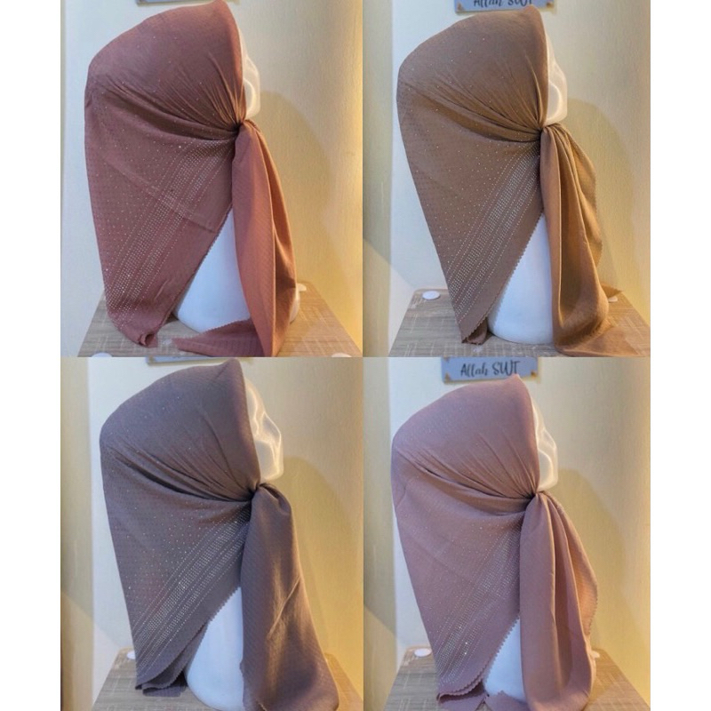 HIJAB SEGIEMPAT POTON SWAROSKY MEWAH || KERUDUNG SEGI EMPAT PAYET TABUR PRES