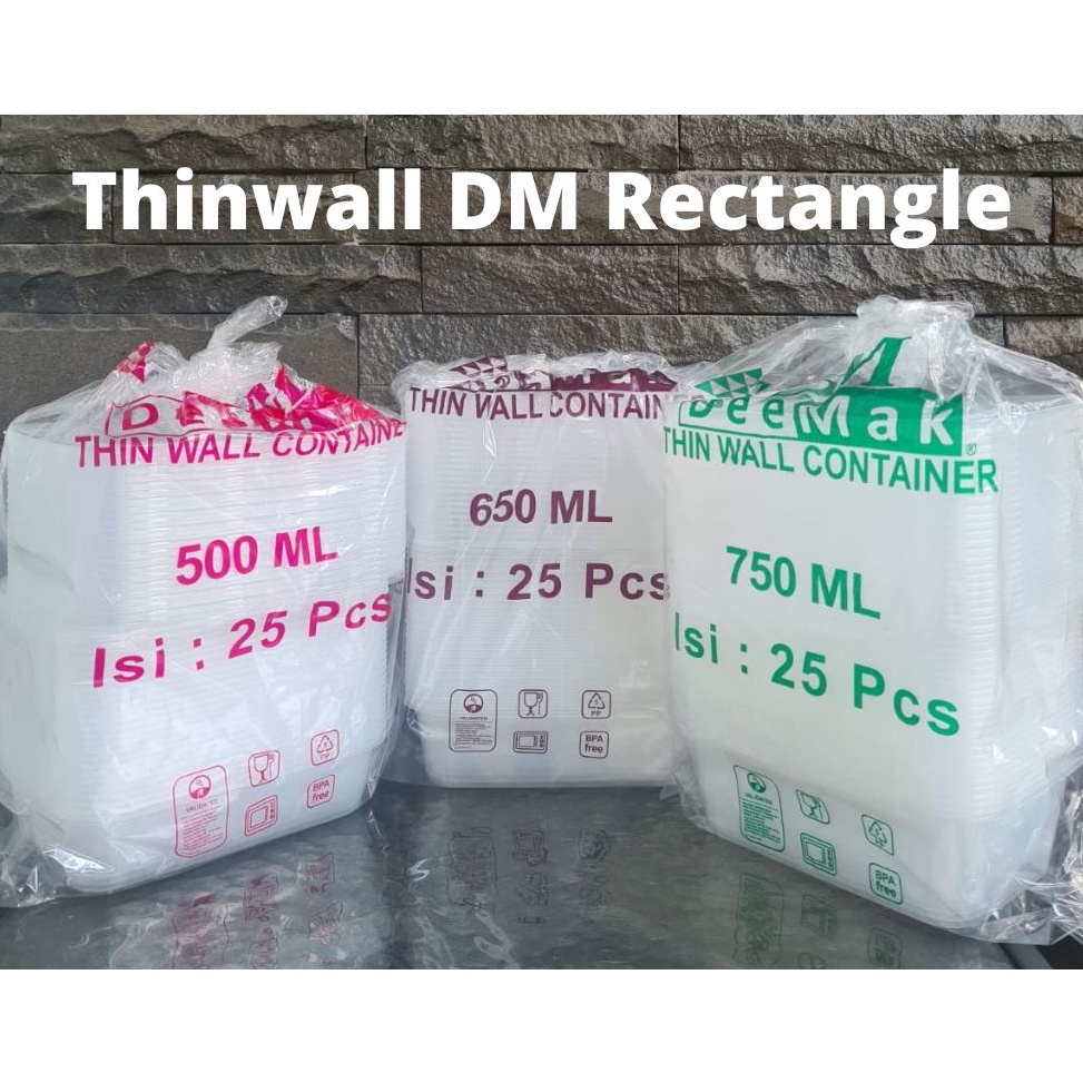 Thinwall DM RectanglePersegi Panjang  REC Ukuran 5ml 65ml 75ml Isi 25 pcs Thinwall Merk DM Termurah  Readystock