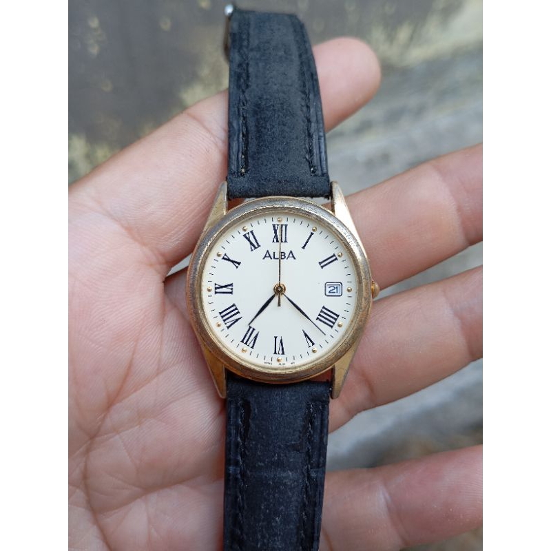 jam tangan Alba roman dial gold japan quartz second bekas original