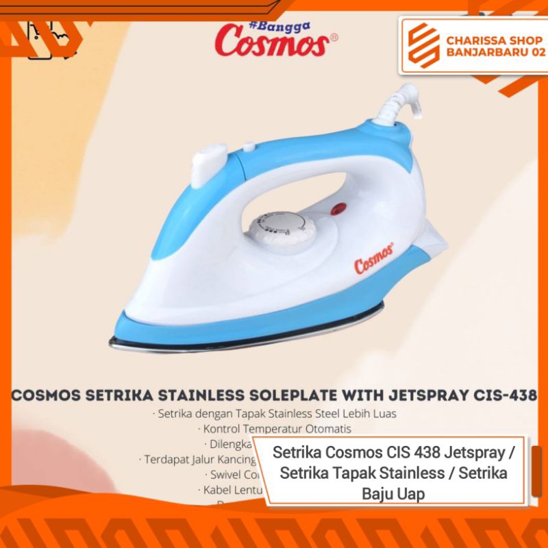 Setrika Cosmos CIS 438 Jetspray / Setrika Tapak Stainless / Setrika Baju Uap Cosmos CIS 438