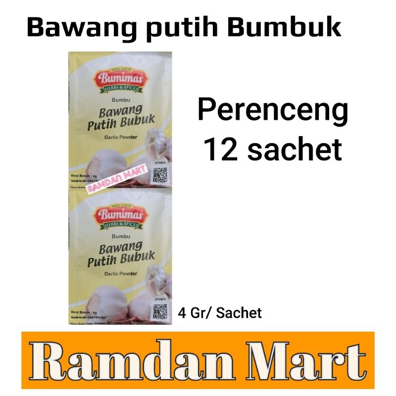 

Bawang Putih Bubuk BUMIMAS kemasan Renceng ( 12 sachet )