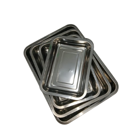 Nampan Baki Tempat Makan Stainless Bahan Tebal dan Food Grade-Nampan Stainless/Nampan segi/ Nampan S