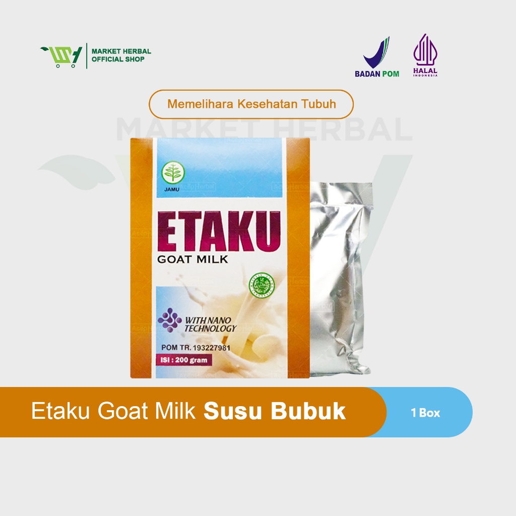 

Etaku Goat Milk Susu Kambing Etawa Bubuk Murni Berstandar BPOM Dan Halal MUI Isi 200 Gram