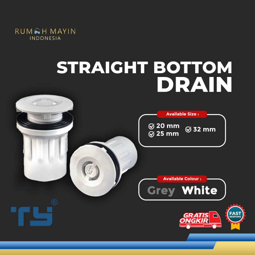 TY Straight Drainage / Bottom Drain Pipa Pipe U – PVC by 3 Pawns