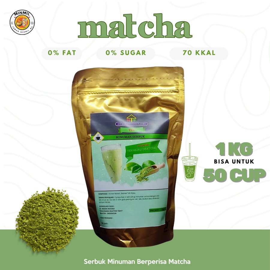 

MINMIL - BUBUK MINUMAN/ MINUMAN SERBUK/ POWDER DRINK 1KG - MATCHA GREEN TEA PREMIUM ORIGINAL TANPA PEMANIS BUATAN