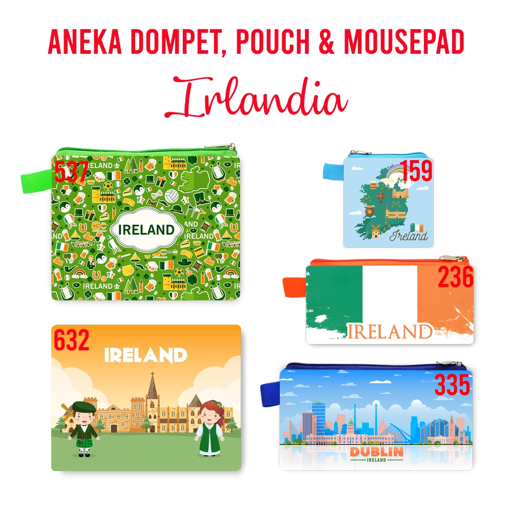 Irlandia Ireland Souvenir Dompet Pouch Mouse Pad Pin Magnet Gantungan Kunci Landmark Oleh Oleh Negar