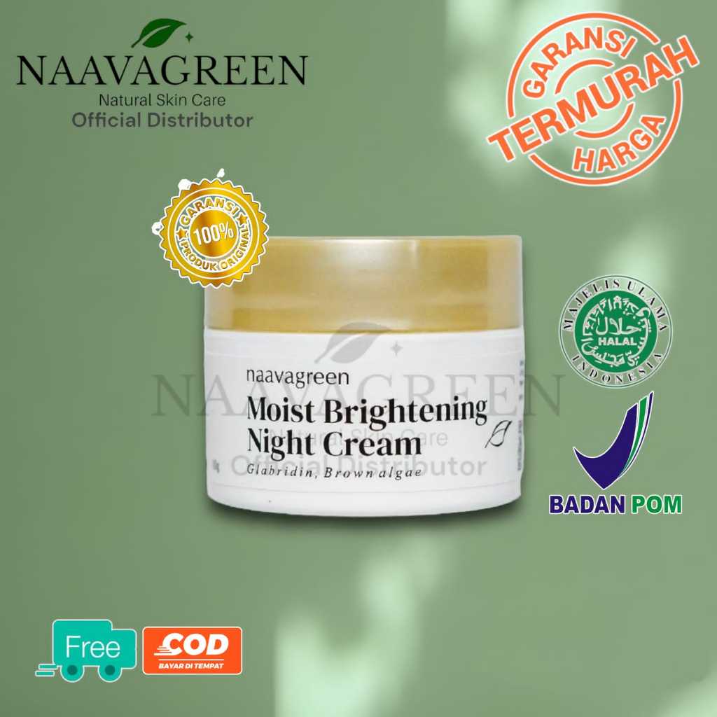 Naavagreen Moist Brightening Night Cream / Krim Pencerah Wajah 100%ORIGINAL/ KRIM MALAM NAAVAGREEN