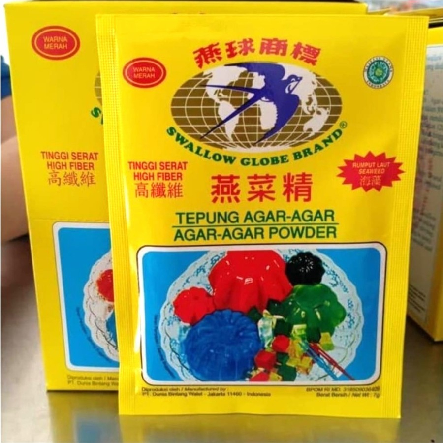 

AGAR AGAR SWALLOW WARNA MERAH / AGAR AGAR GLOBE WARNA MERAH 7 GR