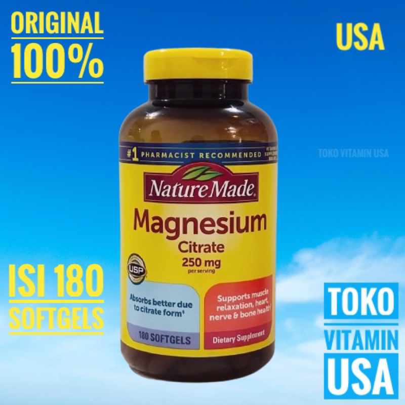 Nature Made Magnesium Citrate 250 mg 180 Softgels Magnesium 250 mg