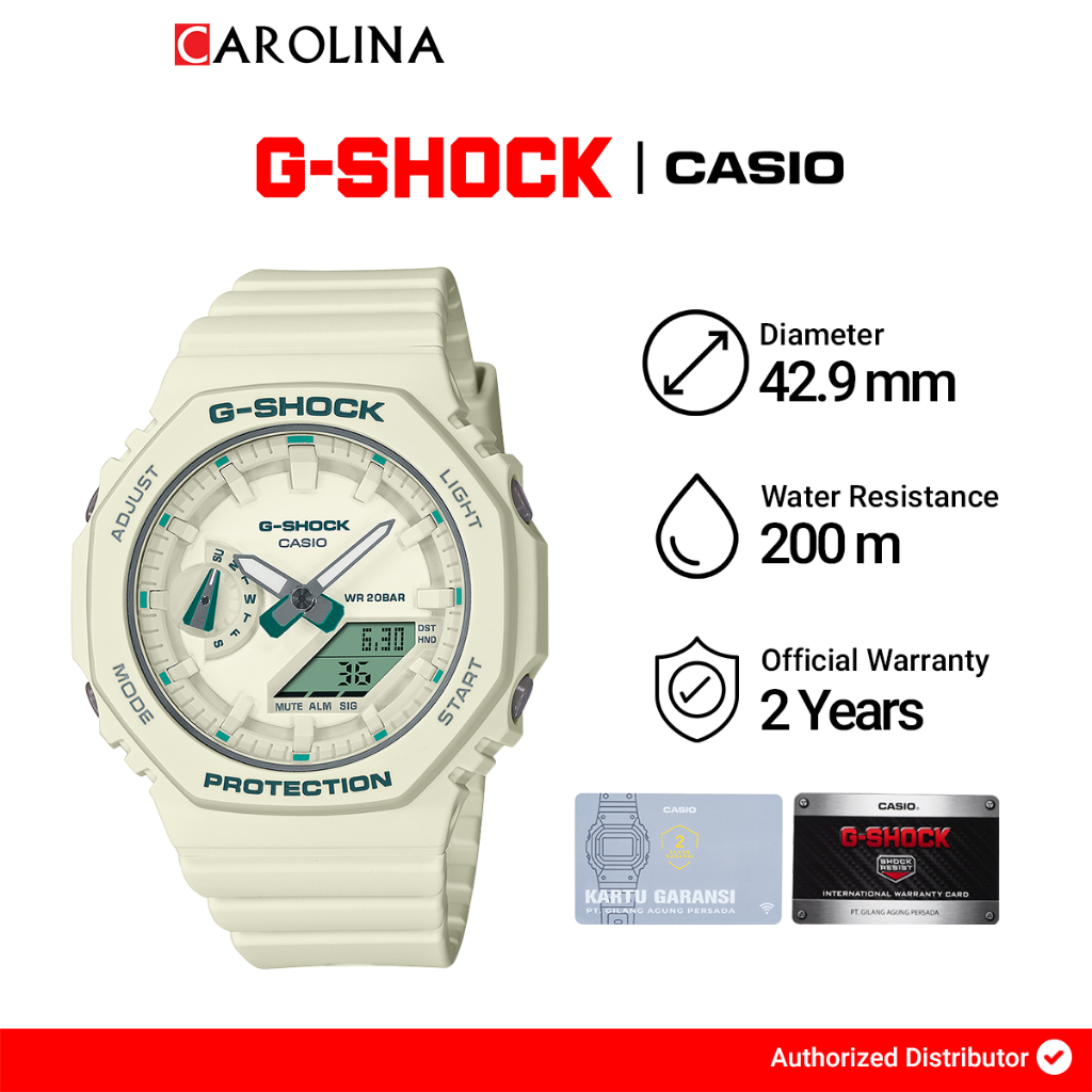 Jam Tangan Wanita Casio G-Shock X ITZY GMA-S2100GA-7A Mini CasiOak White Digital Analog Dial White R