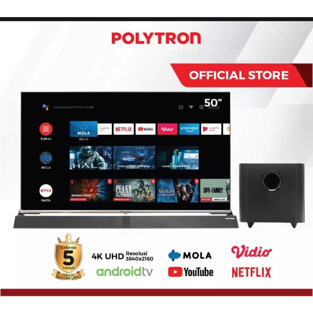 TV SMART ANDROID POLYTRON 32/43 INCH CINEMAX SOUNDBAR