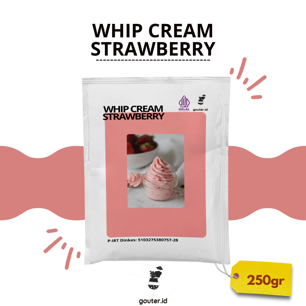 

Whipped Cream Bubuk Rasa Strawberry 250gr Whip Cream Topping Minuman Kue Whipped Cream Wippy Cream