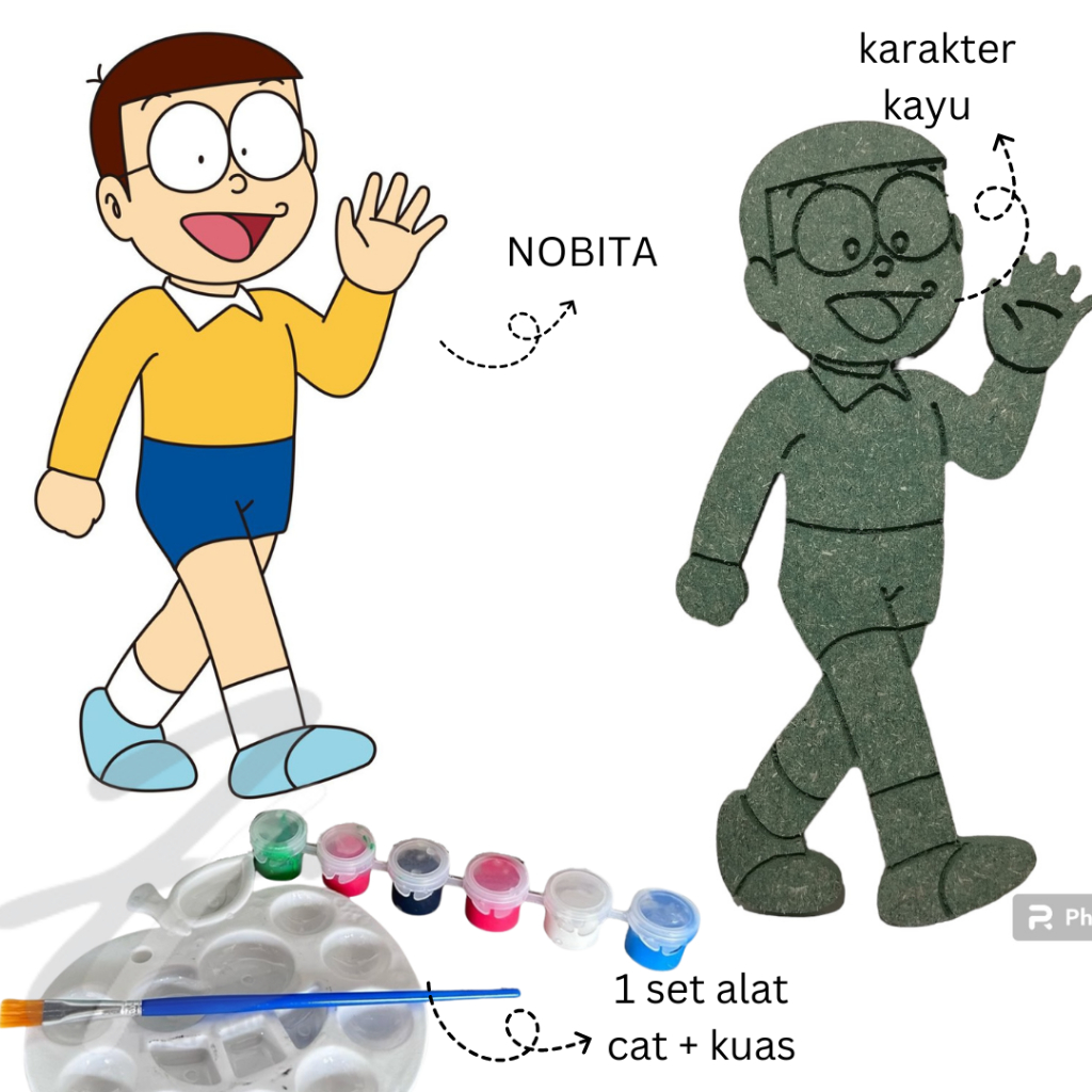 

DIY wood painting karakter nobita / DIY painting kit / DIY painting kayu / melukis anak set / mewarnai kayu