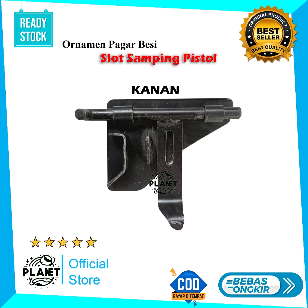 Slot pintu besi model pistol KANAN / Grendel kunci slot Pintu pagar gerbang