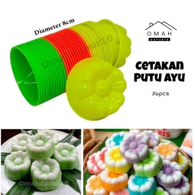 36pcs Cetakan Putu Ayu bulat warna | 3lsn cetakan putu ayu kue apem | Cetakan Mawar
