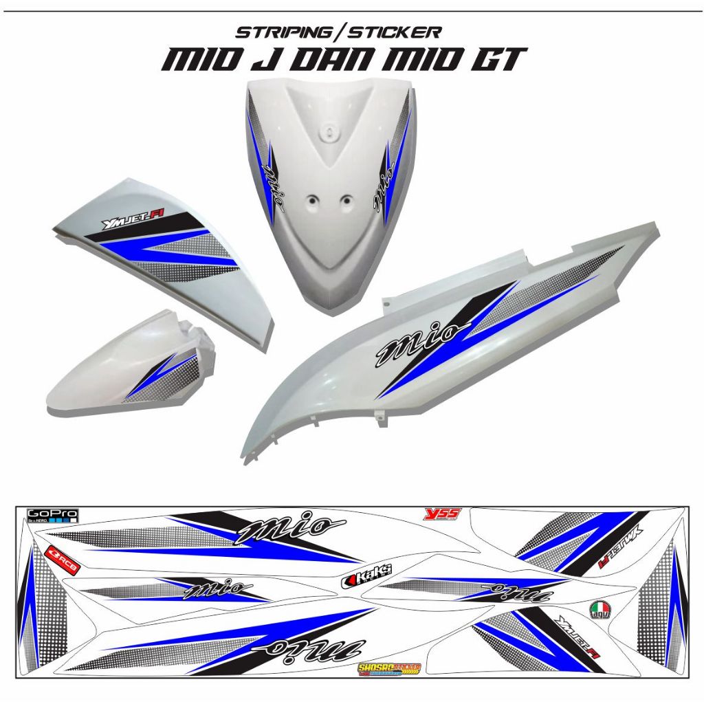 STRIPING MIO GT / STIKER  MIO J VARIASI MOTIF BARU / STIKER MOTOR MIO J PUTIH