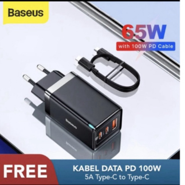 BASEUS GAN 5 PRO 65W FAST CHARGER 3 PORT