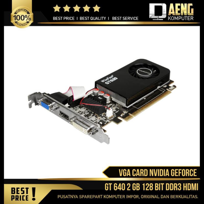 VGA Card PC Merk Leadtek Nvidia GeForce GT 640 2 GB 128 Bit DDR3 ada HDMI Profil Standar