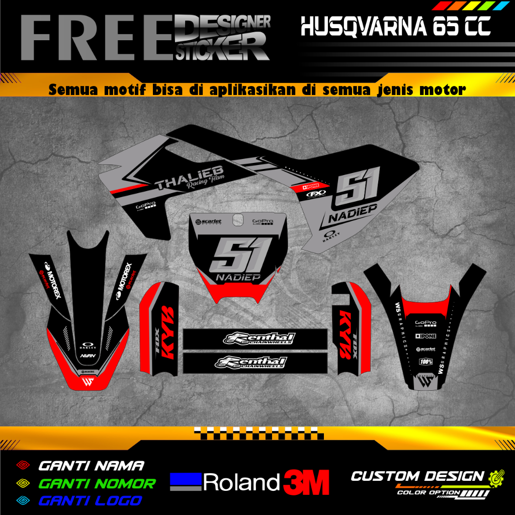 DECAL STIKER HUSQVARNA 65 CC FULL BODY
