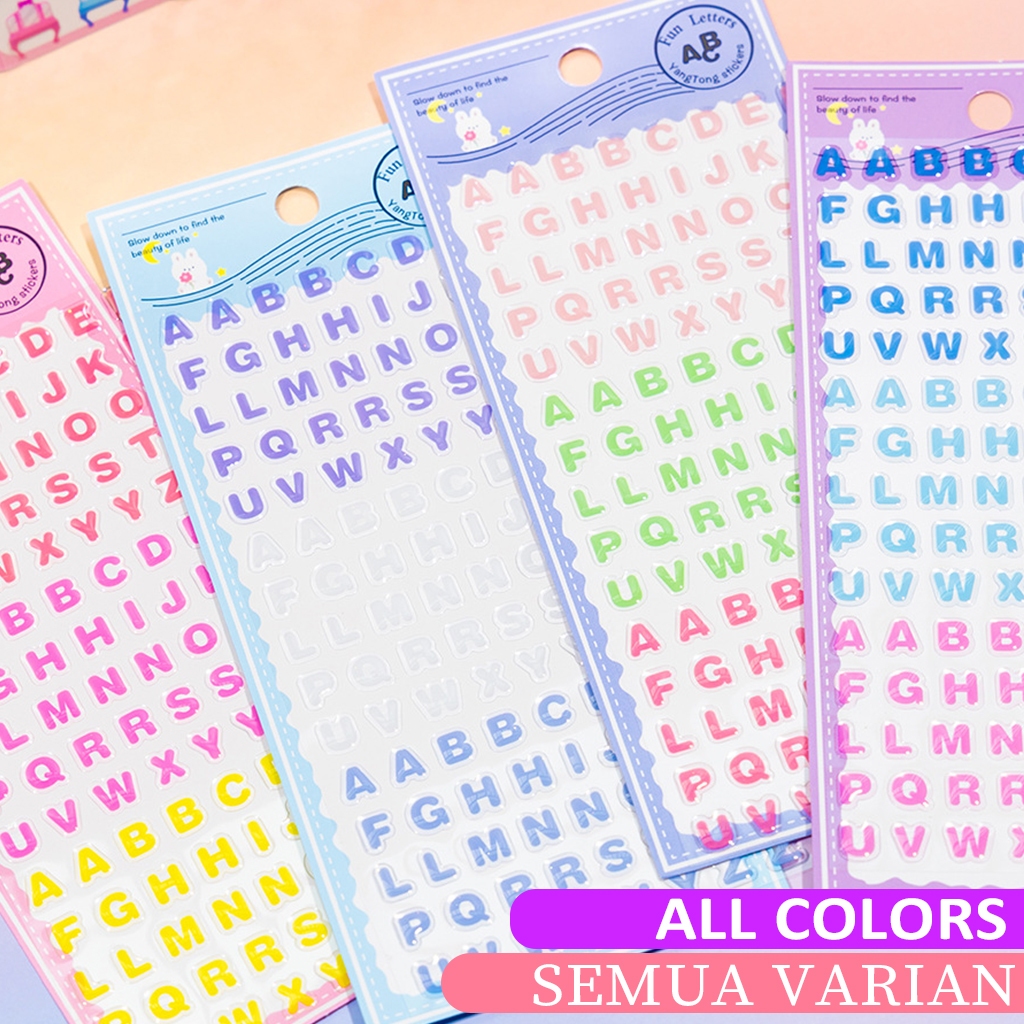 [ Stiker 3D Huruf ] Sticker ABJAD Media Belajar Anak + Mainan Edukatif + Tempelan Buku Kulkas Botol 