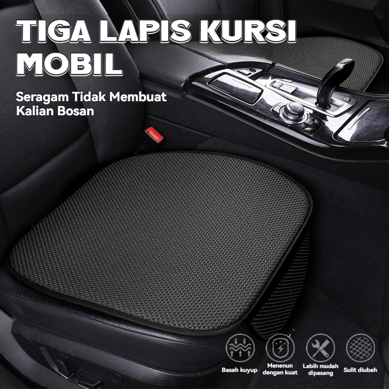 Sutra Es Alas Jok Mobil Full Set 3PCS Alas Kursi Mobil Sarung Jok Mobil Kursi Depan Belakang Alas Du