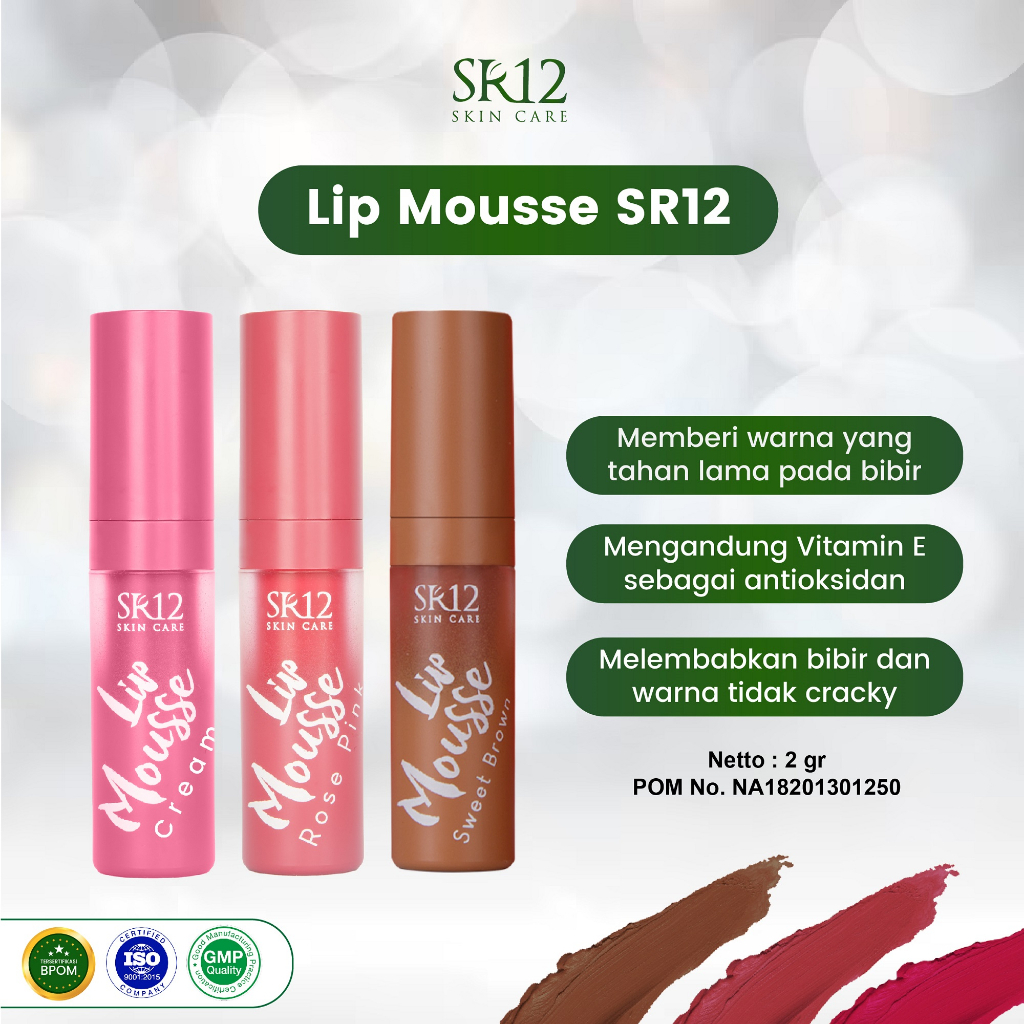 LIP MOUSSE CREAM SR12 LIPSTIK MATTE KOREA RINGAN TAHAN LAMA TIDAK LUNTUR / LIP TINT PEWARNA BIBIR RE