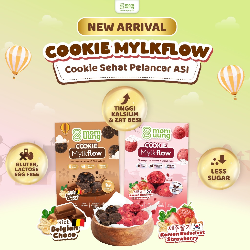 

MOM UUNG COOKIE MYLKFLOW RICH BELGIAN CHOCOLATE | MOMUUNG MYLKFLOW KOREAN RED VELVET STRAWBERRY