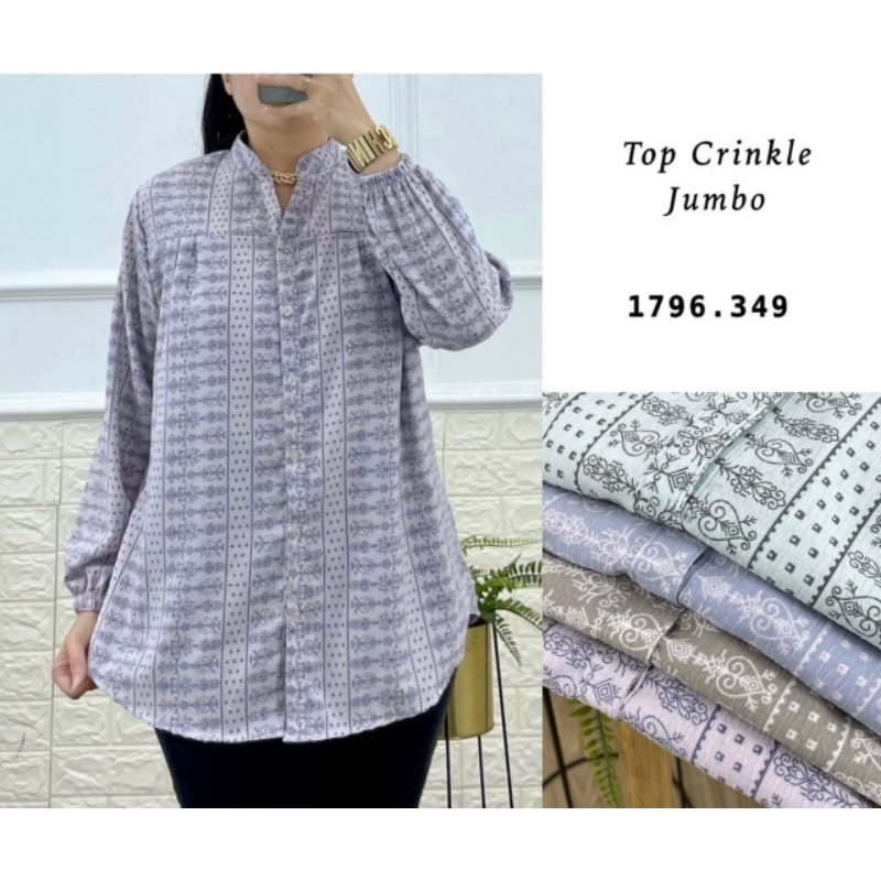 Blouse Wanita Kemeja Wanita Top Crinkle All Size Warna Random Full Batik Kerut