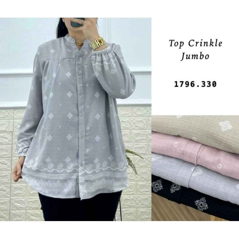Blouse Wanita Kemeja Wanita Top Crinkle All Size Warna Random Bunga Kerut