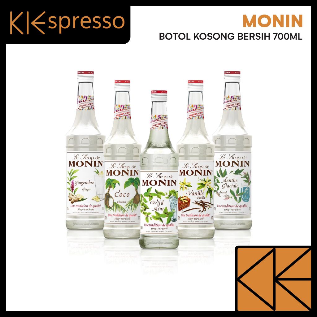 

Monin – Botol Kosong Kaca Bekas Sirup 700 ML / 0.7 L Bersih Sudah Dicuci Siap Pakai Higenis