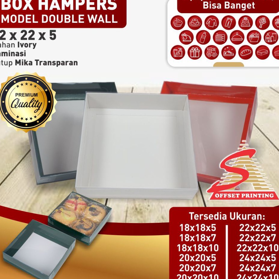 

Potongan Diskon 22 x 22 x 5 Box Hampers tutup mikabox dus kemasan PuddingSpikuMarmer cakecakelapis legit
