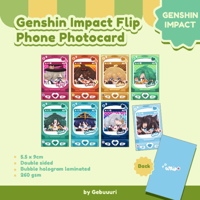 Genshin Flip Phone Photocard - Fanmerch by Gebuuuri