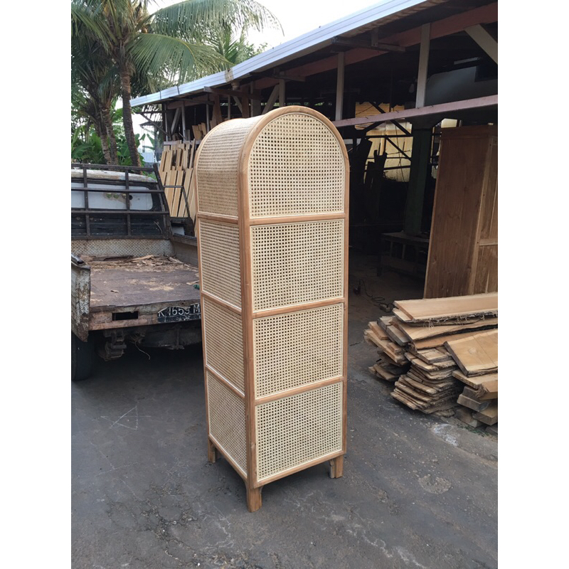 Lemari Pakaian Rotan Kayu Jati / Lemari Pajangan Rotan Kayu Jati / Lemari Rotan / Lemari Kayu / Lema