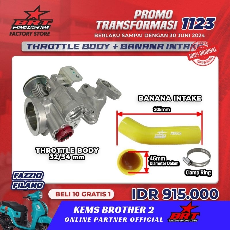 TB THROTTLE BODY BRT FAZZIO FILLANO SIZE 32 DAN 34 PLUS VELOCITY ORIGINAL BRT