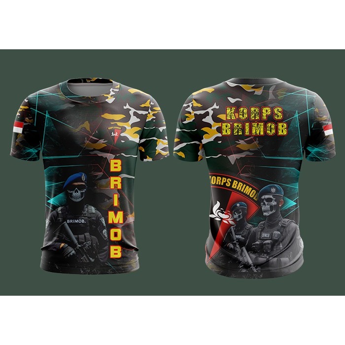 KAOS JERSEY BRIMOB HITAM LORENG MOTIF LORENG TERBARU