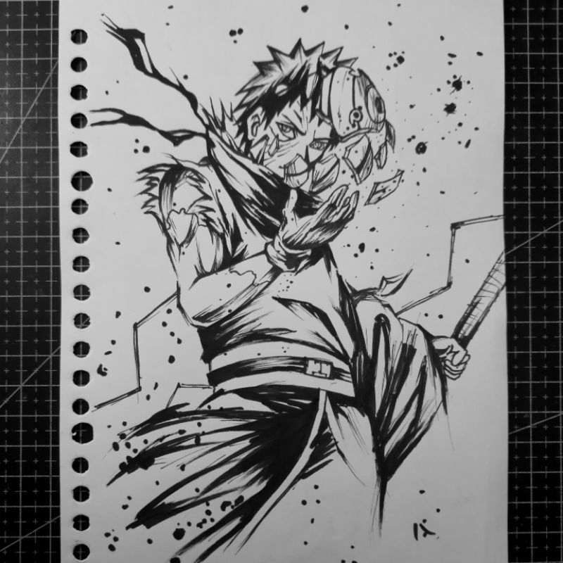 

Gambar anime drawing pen obito uchiha A5