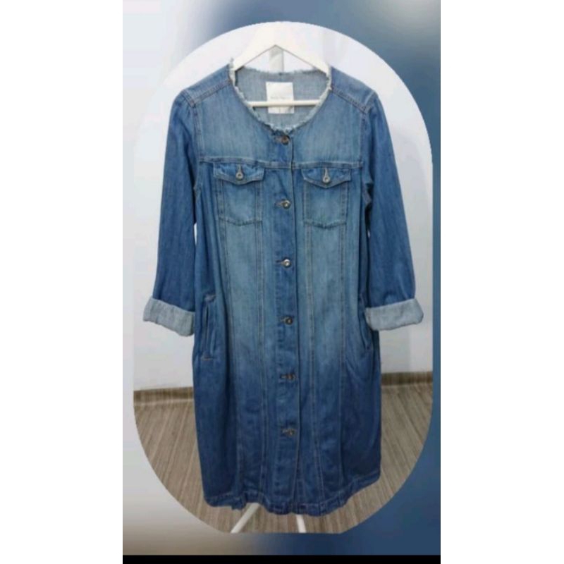 Jaket Kemeja Tunik Lengan Panjang Jeans Cewek