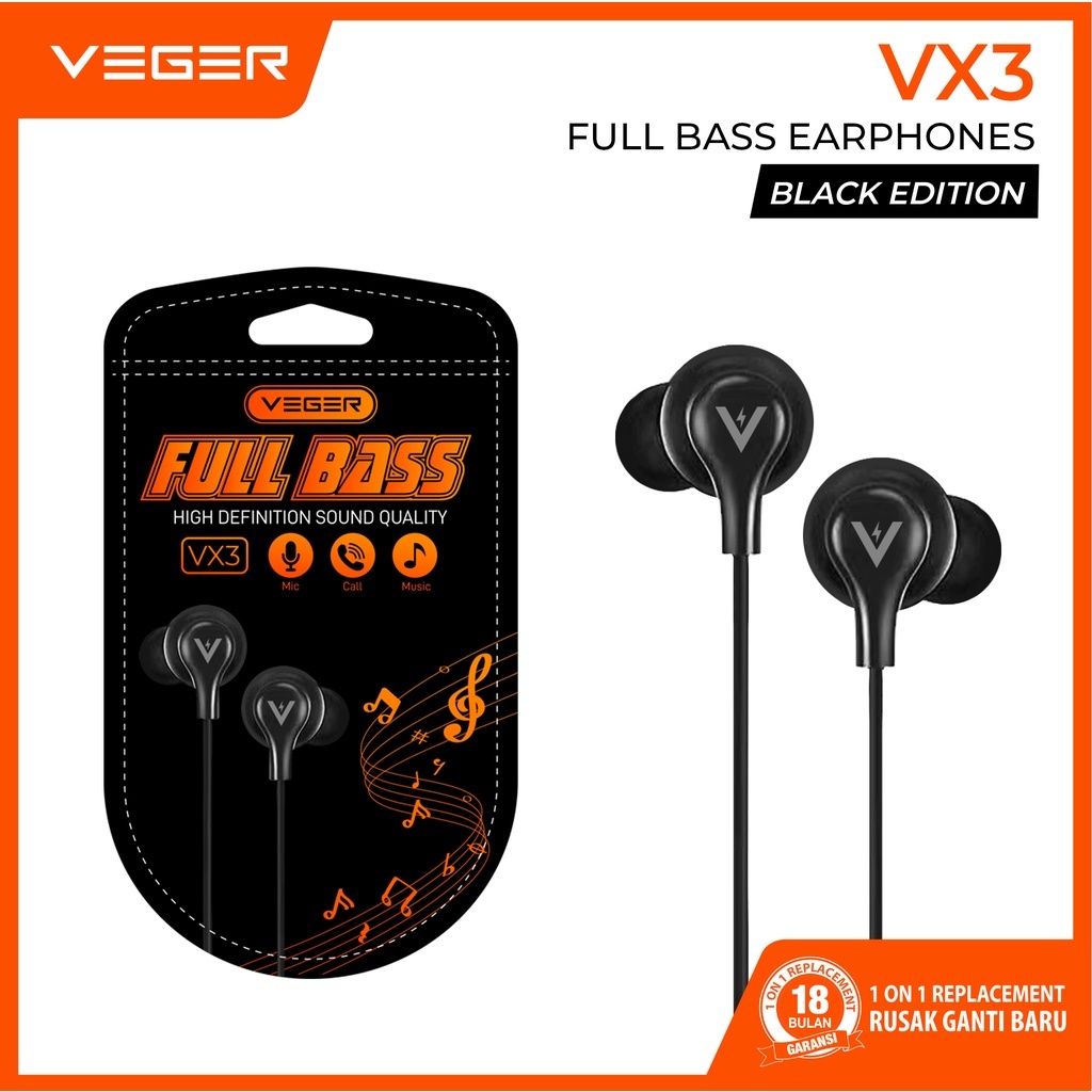 Headset Veger VX3 FULL BASS ORIGINAL