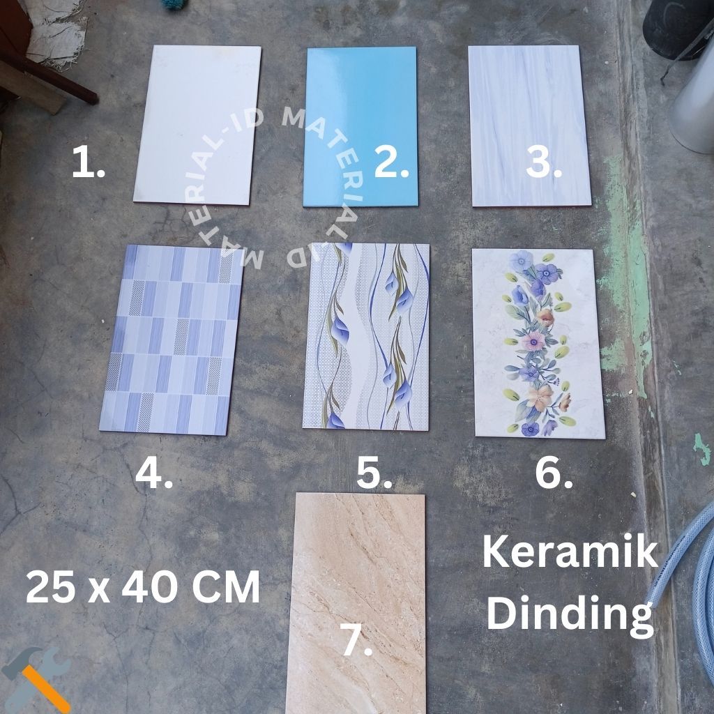 Keramik Dinding 25 x 40 CM Arwana Uno 1 Kotak 1 Meter Biru Putih bunga Dapur Kamar Mandi Panjang Lic