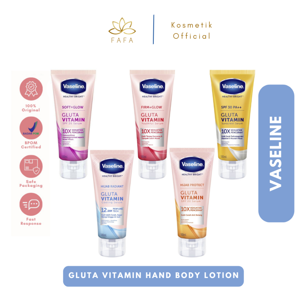 VASELINE Gluta Vitamin Hand Body Lotion - Soft Glow, Firm Glow, , Hijab Protect & Radiant