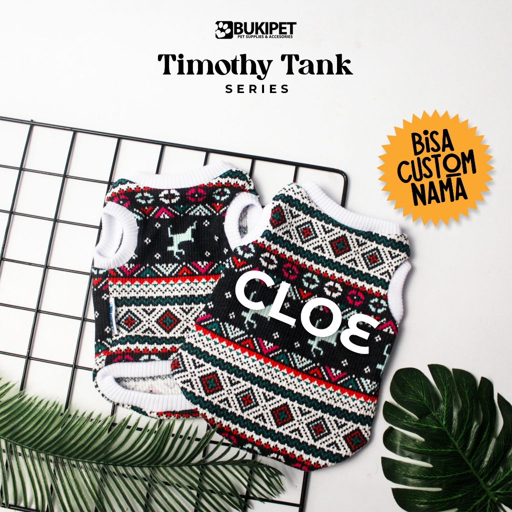 Baju Kucing Anjing Kelinci Monyet Lucu Murah Custom Nama - Bukipet Timothy Tank Series