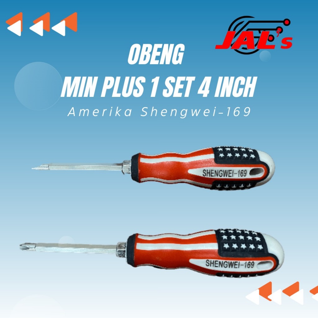Obeng Min Plus 1 Set Panjang 4 Inch Amerika Screwdriver